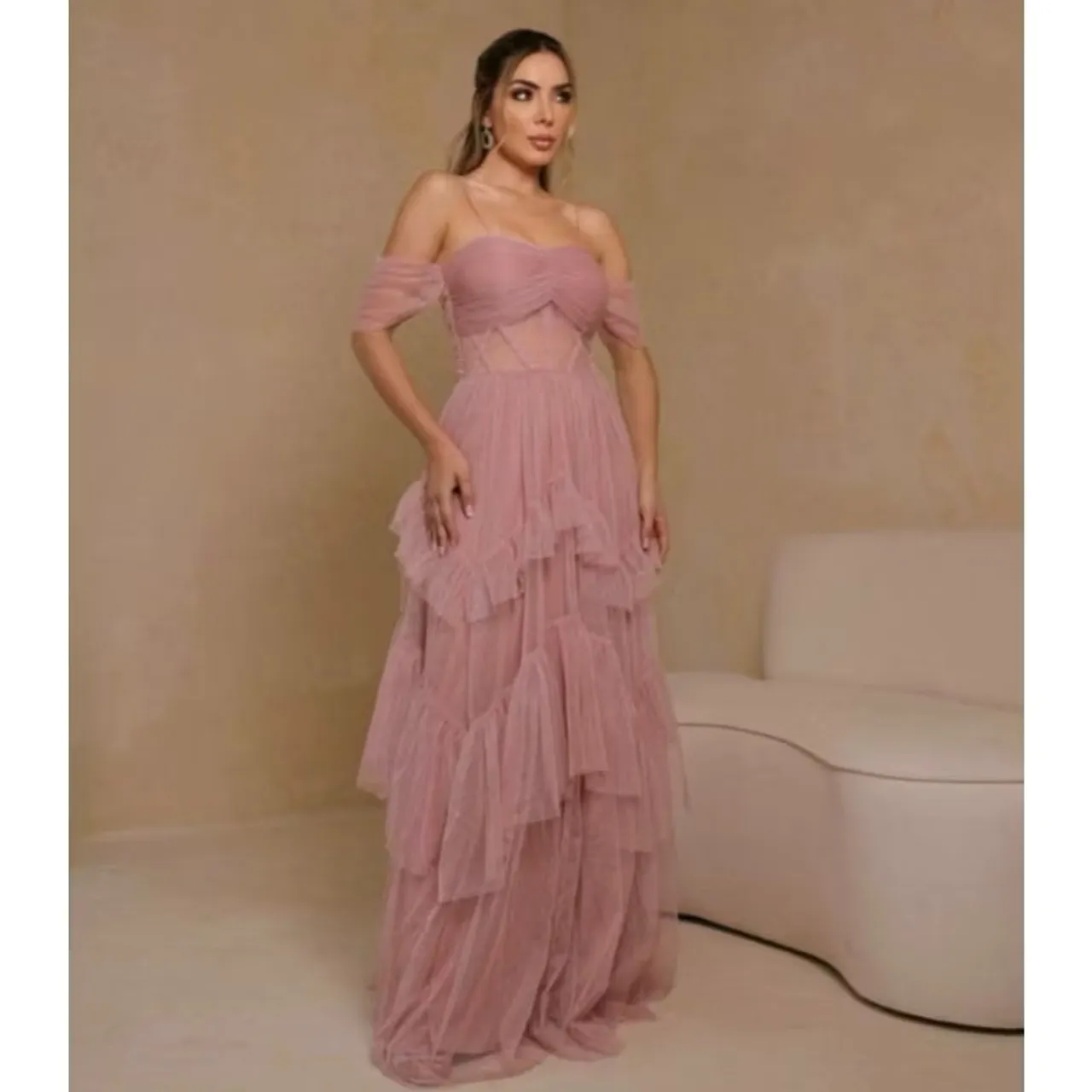 Vestido festa/formatura rose P