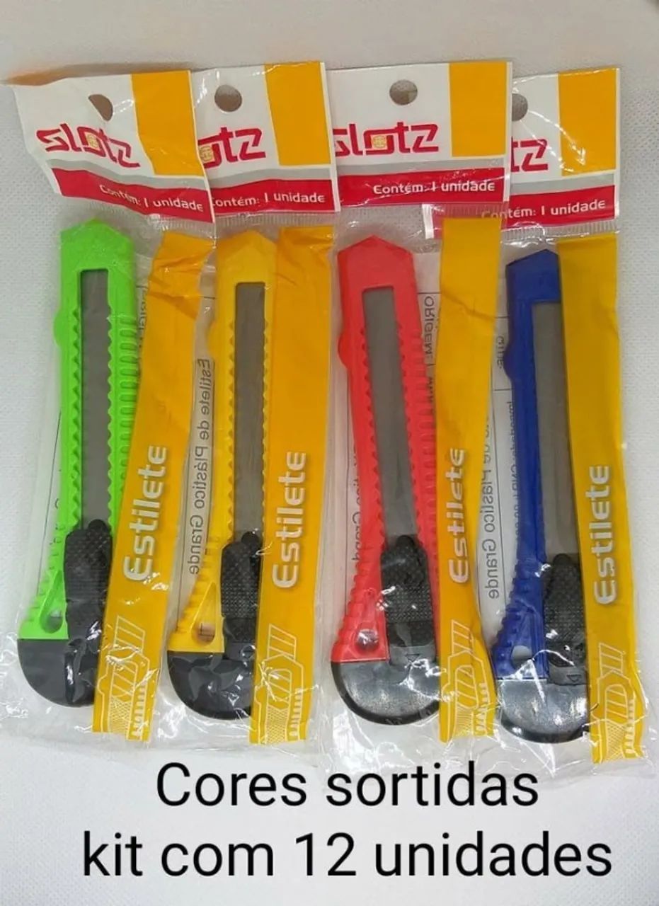 Estilete Plástico grande caixa com 12unidades - Foto 4