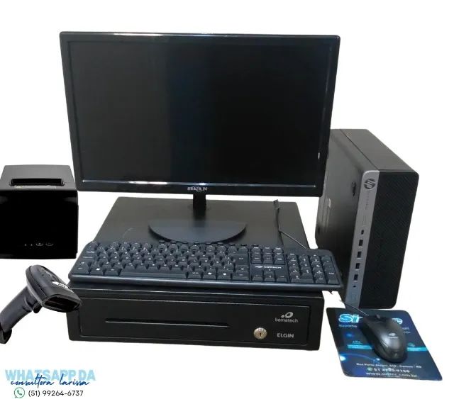 Kit pdv frente de caixa cpu hp com gaveta de dinheiro para sistema