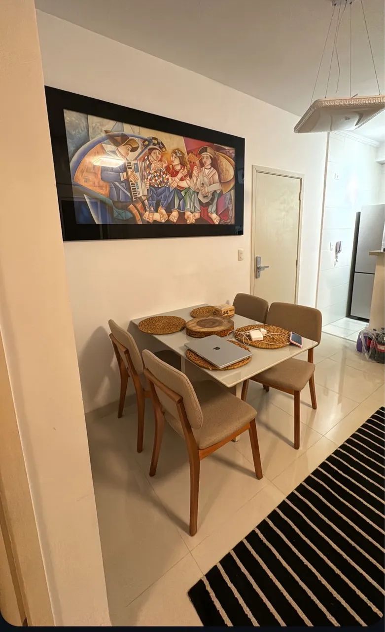 Conjunto de Jantar Mesa com Vidro 4 Cadeiras - Foto 2