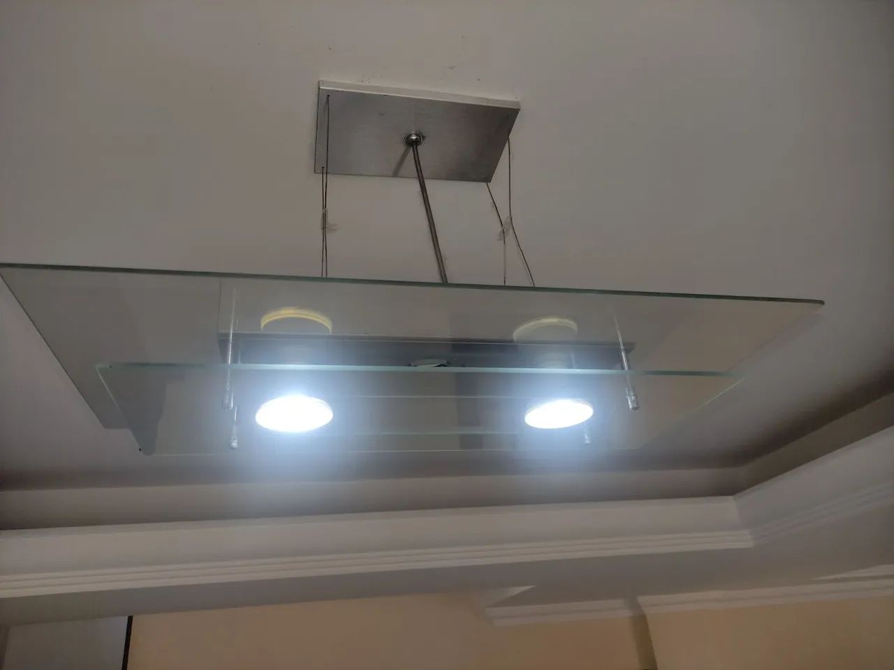 Pendente de vidro para 03 lâmpadas 50 cm x 28 cm - Inox