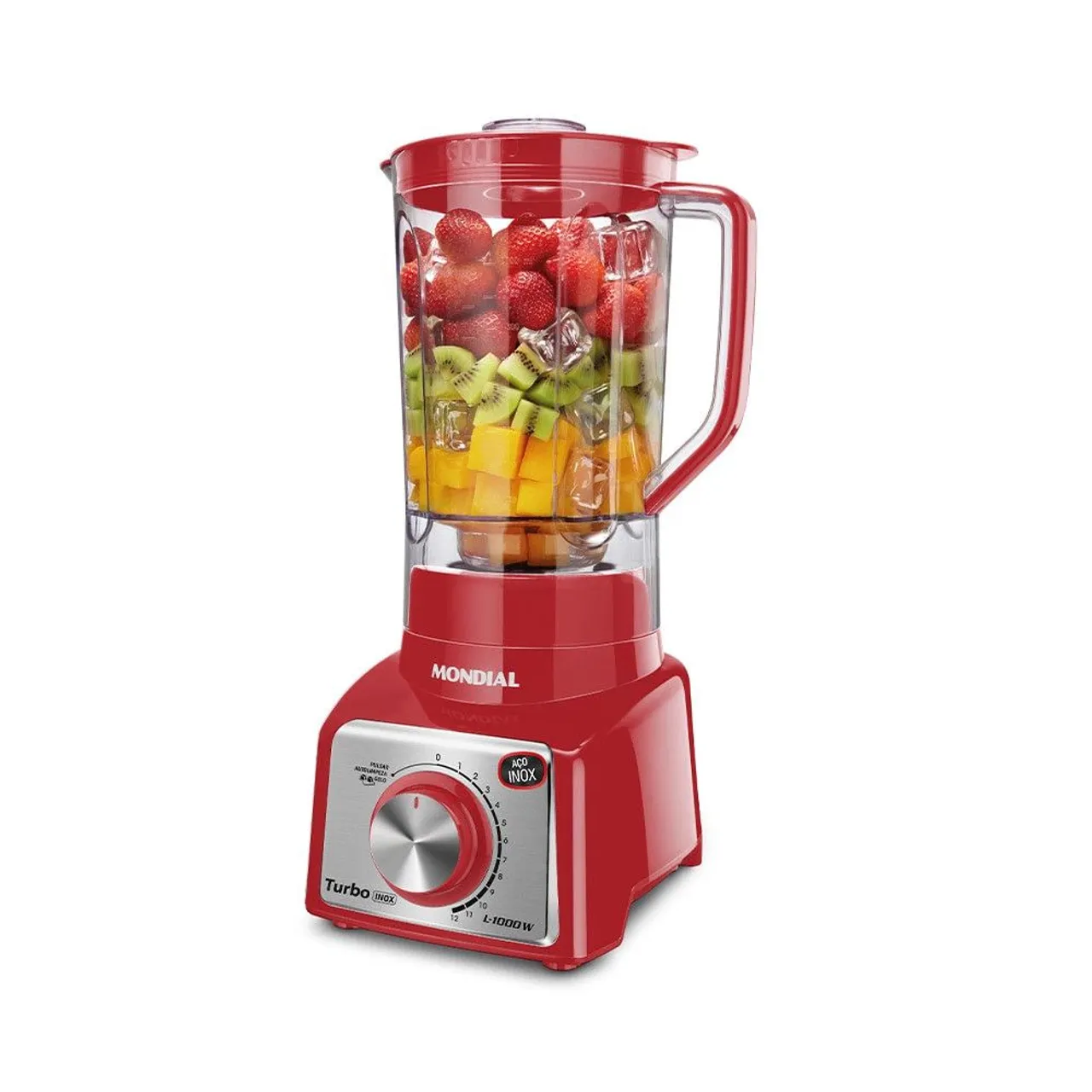 Vendooo Liquidificador Mondial Turbo Inox L-1000W Vermelho