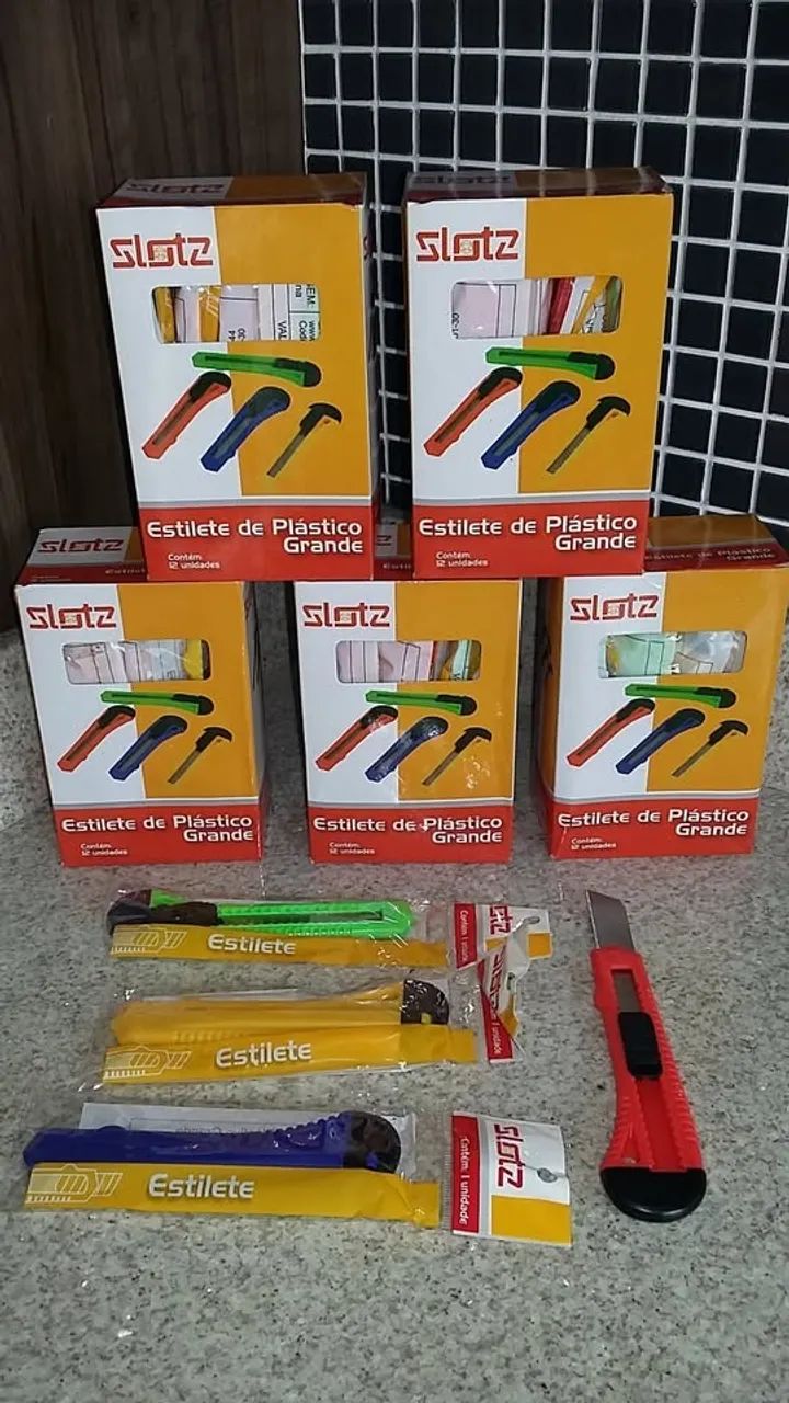 Estilete Plástico grande caixa com 12unidades - Foto 3