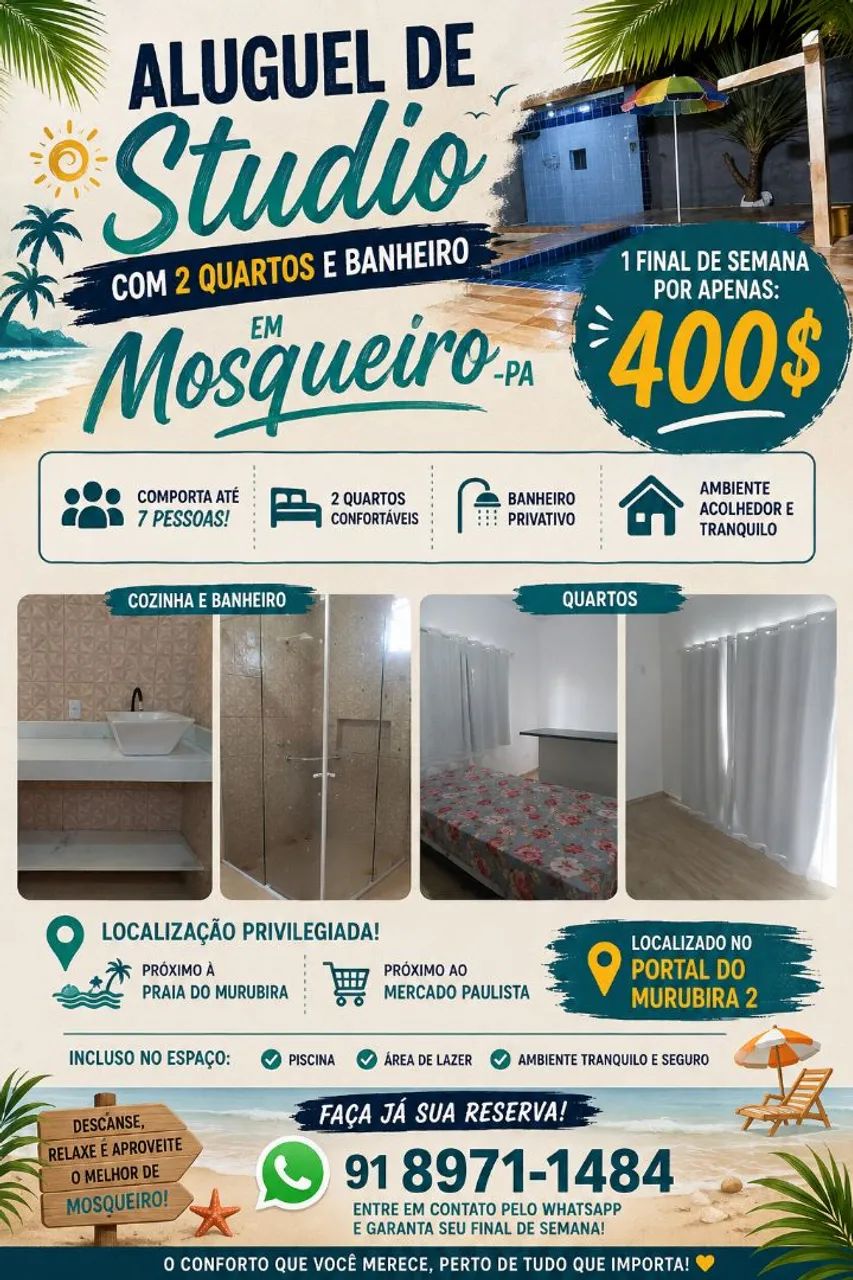 Studio com dois quartos em Mosqueiro 