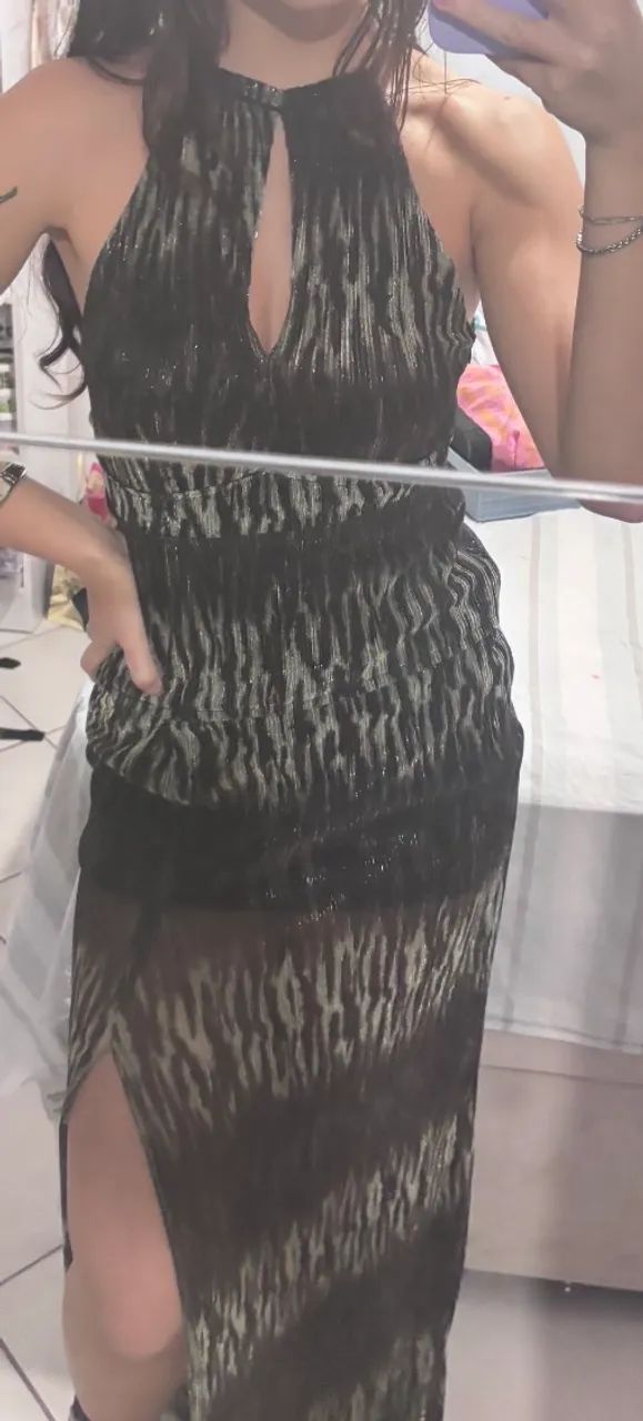 Vestido John John longo de festa P - Foto 3
