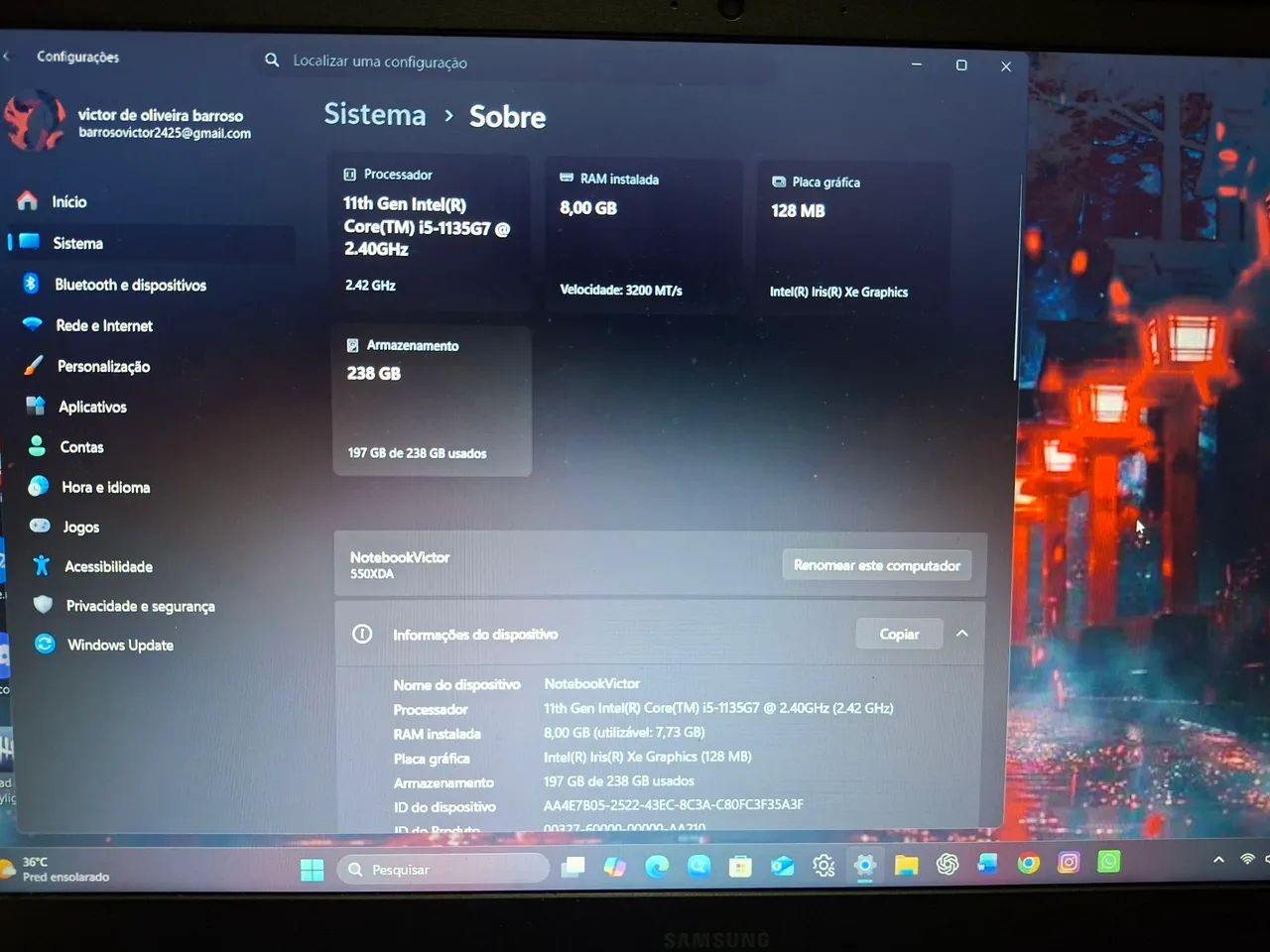 Notebook Samsung NP550XDA - Foto 5