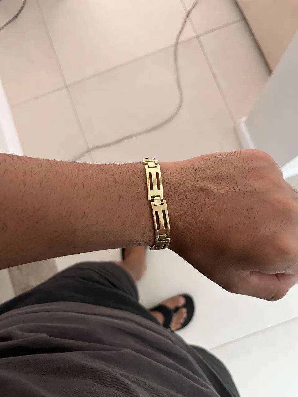 Bracelete masculino banhado a ouro  - Foto 3
