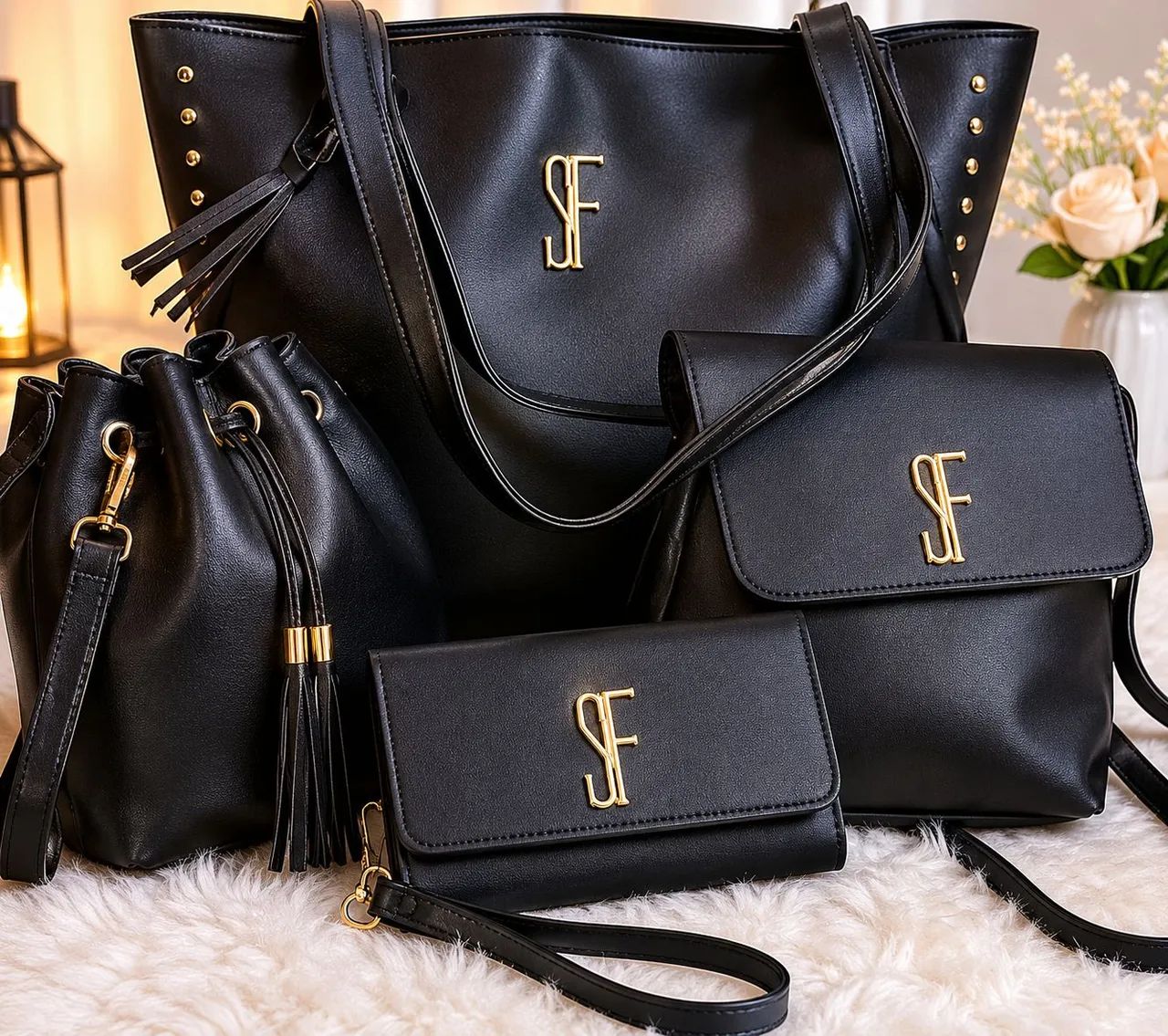 Kit de bolsas e carteira SF