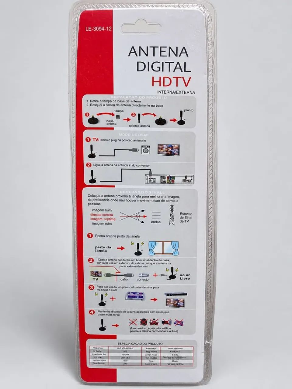 Antena Digital HDTV Interna e Externa com cabo de 5M - Foto 3