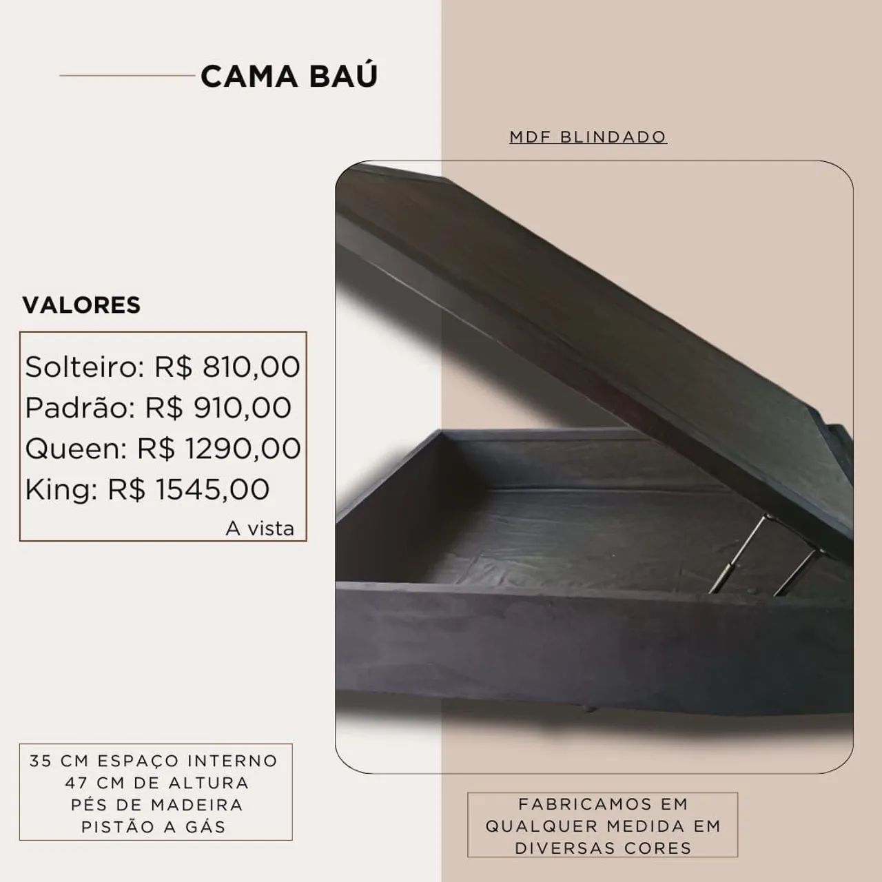 Tamanhos de cama box baú, diversas cores!  - Foto 5