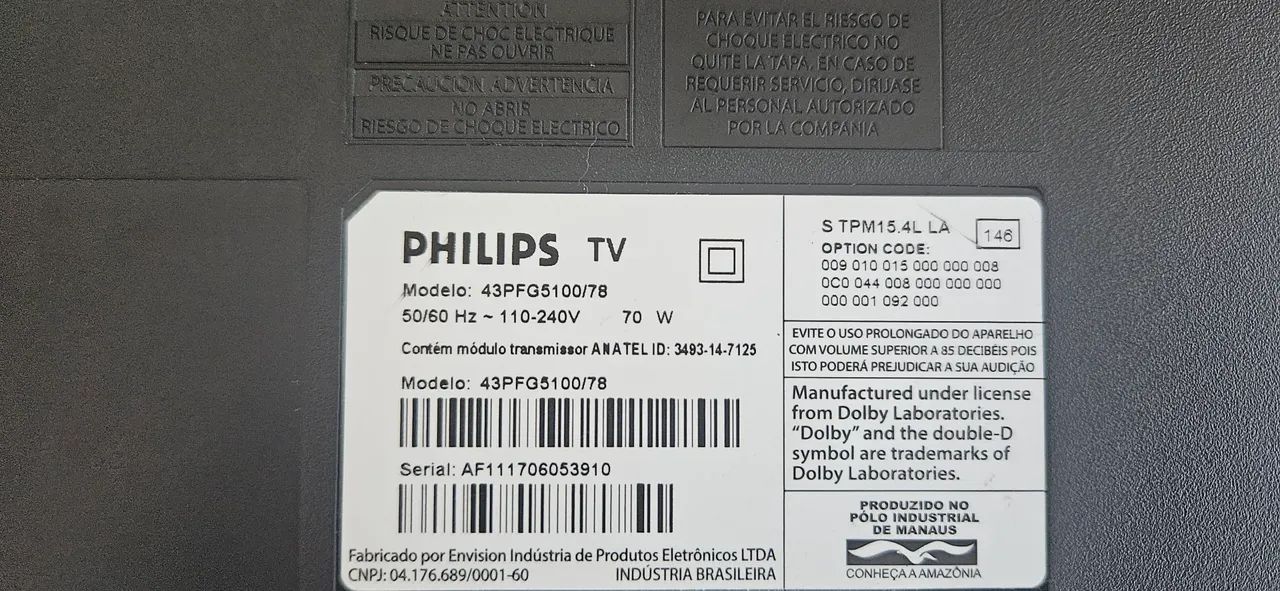 Tv Philips para retirada de peças 