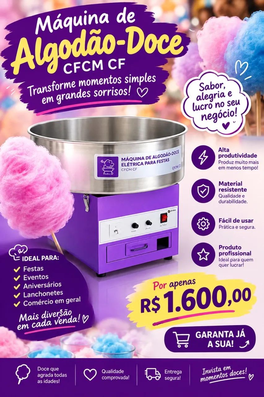 Máquina de fazer algodão doce 