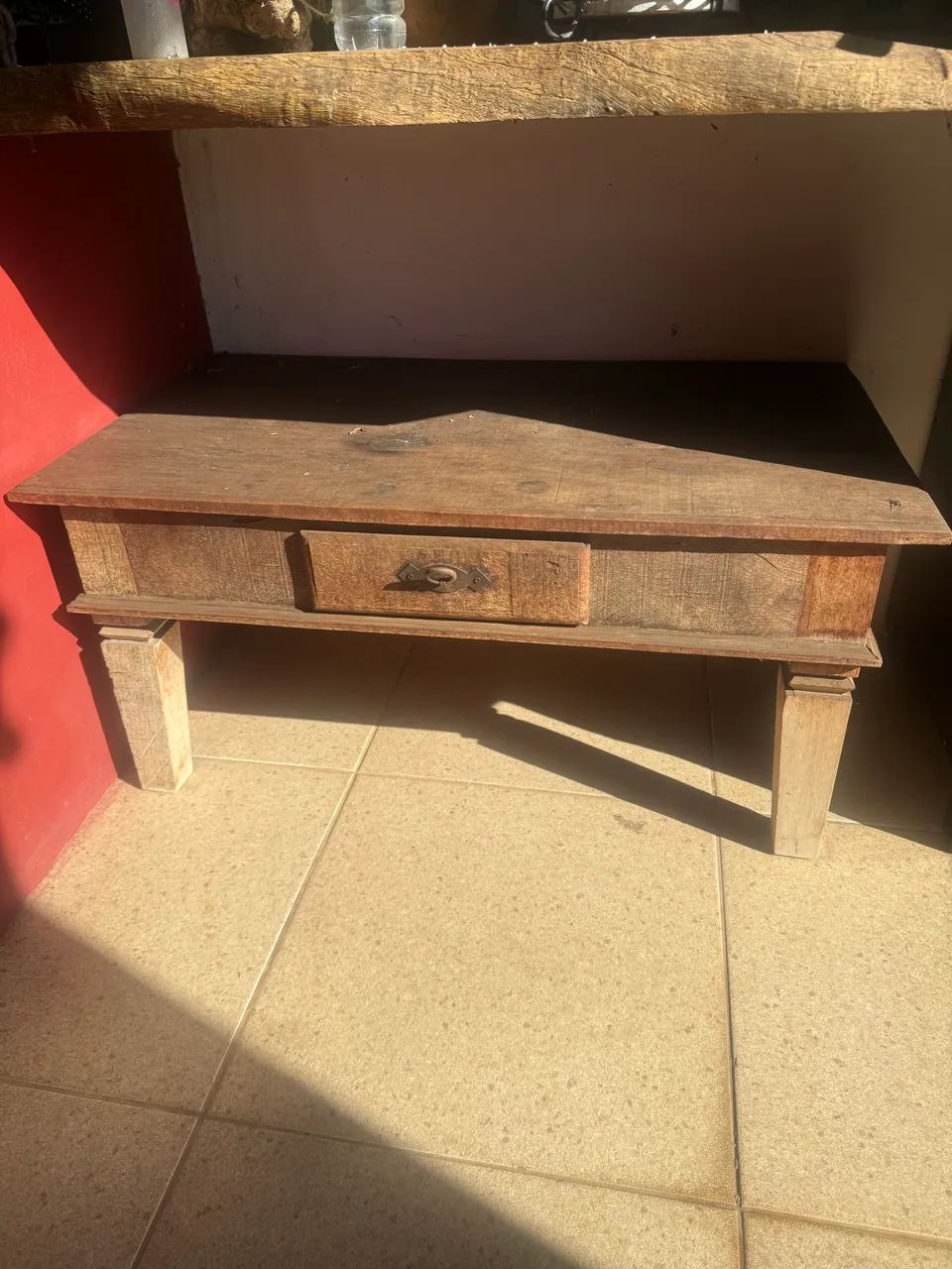 Mesinha rústica de centro madeira demolição 