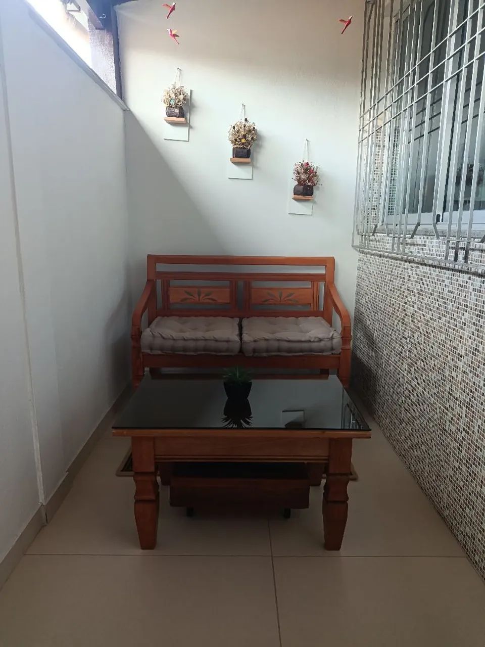 Conjunto banco e mesa rústico 