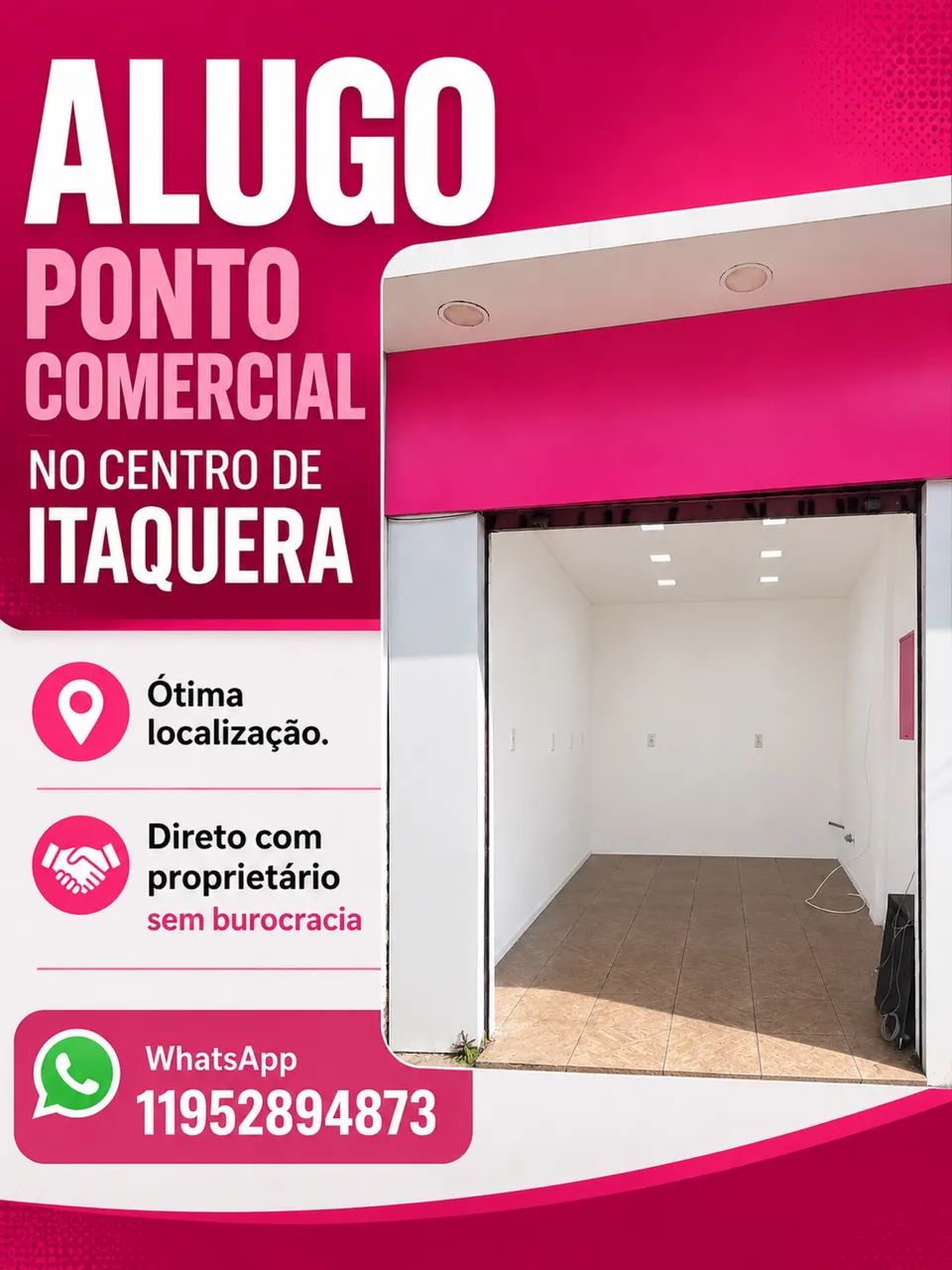 Alugo 3 salões comerciais no centro de Itaquera 