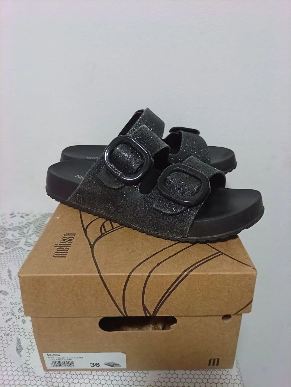 Melissa Cozy Glitter Preta - Tamanho 36