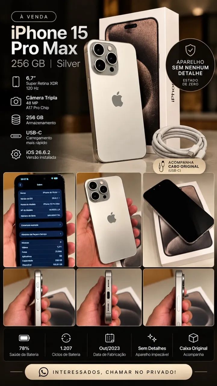 IPHONE 15 PRO MAX 256GB SILVER 