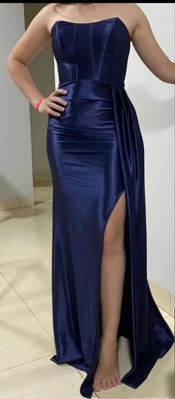 Vestido de festa azul marinho - Veste P/M - Foto 3