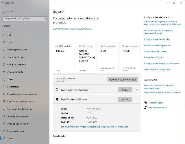 Computador I5+ Placa de Vídeo 2Gb (Estudar e Jogar)