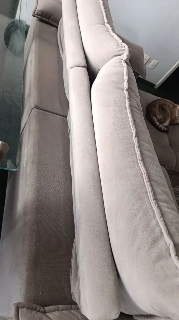 Sofá Confortável Retrátil e Reclinável em Tecido Veludo/Suede - Foto 4