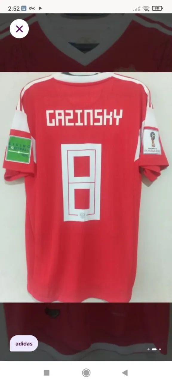 Camisa Rússia Copa Mundo 2018 #8 Gasinsky Jogo Autografada Certificada - Foto 2