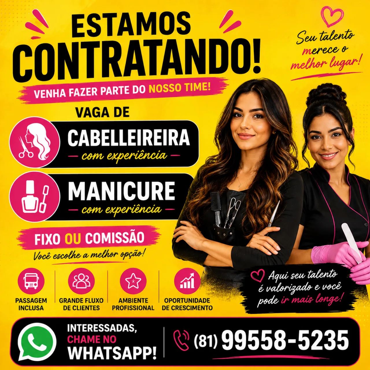 VAGA PARA CABELEIREIRA(o) E MANICURE 