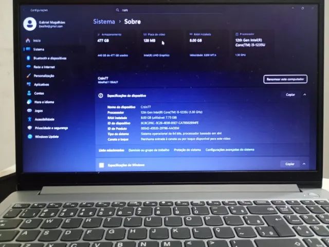 Notebook Lenovo - Core i5-1235U