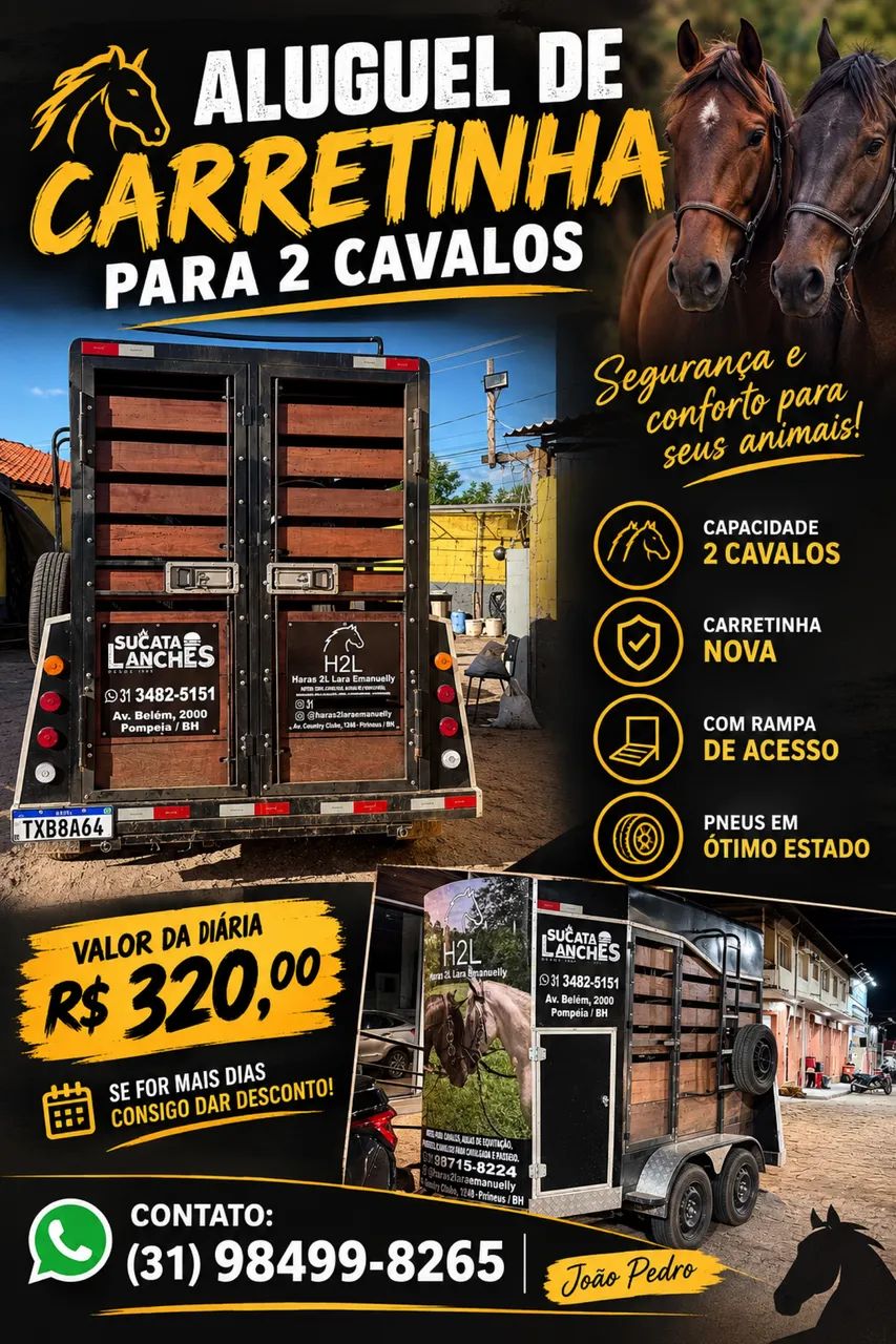 Aluguel Carretinha para 2 Cavalos