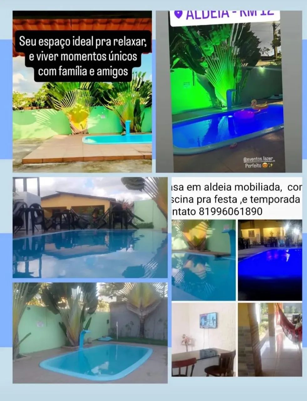 Casa pra temporada e pequenos eventos