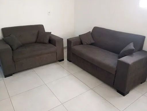 Conjunto de Sofás na Cor Grafite 