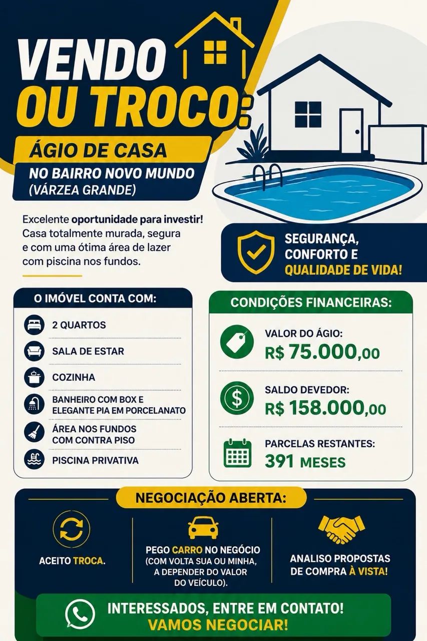 Vendo ou troco ágio de casa