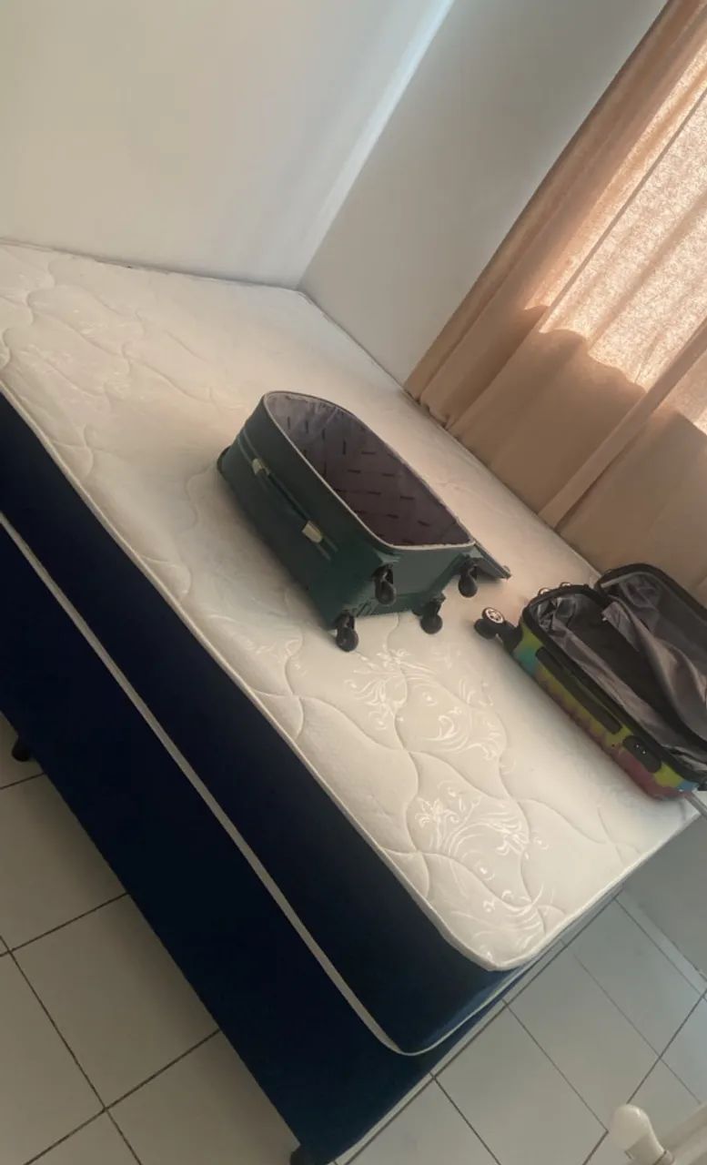 CAMA BOX CASAL COM COLCHÃO