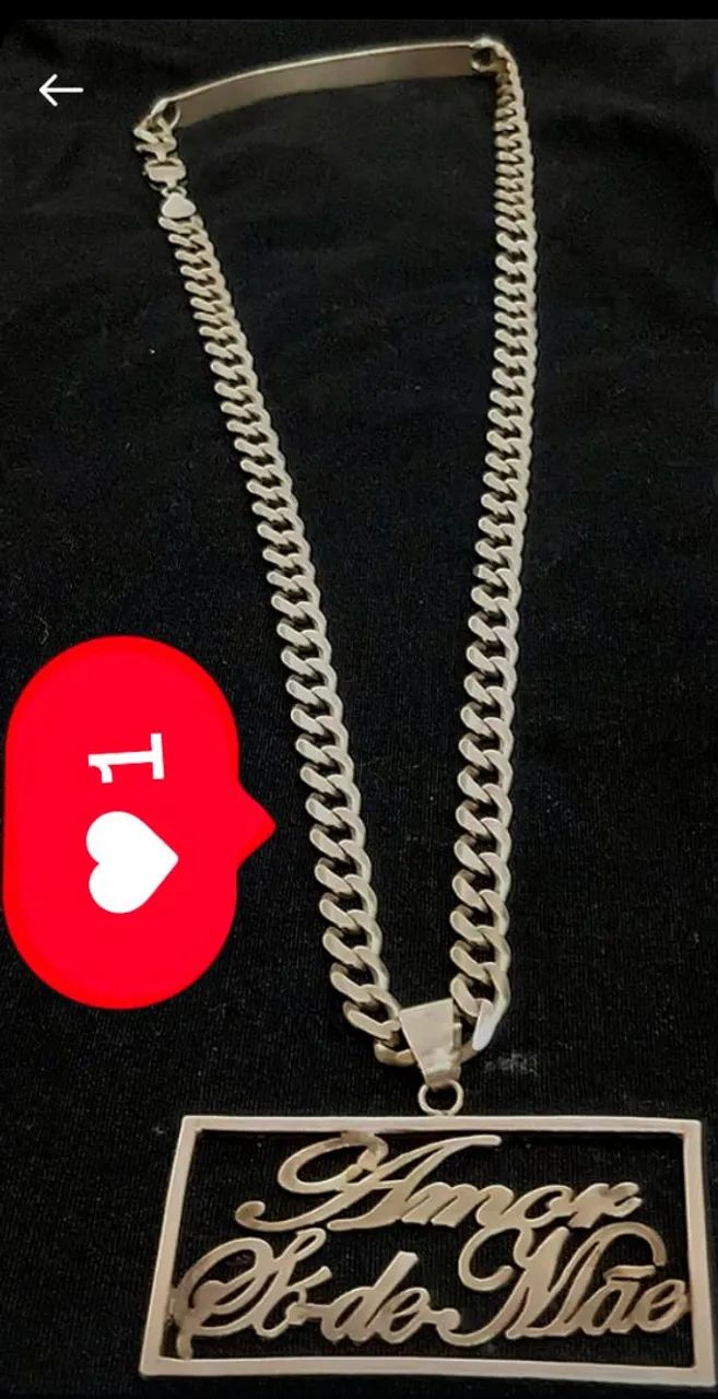 Cordão de home 80cm com chapa  150 grama com pingente amor só de mãe pra vender 