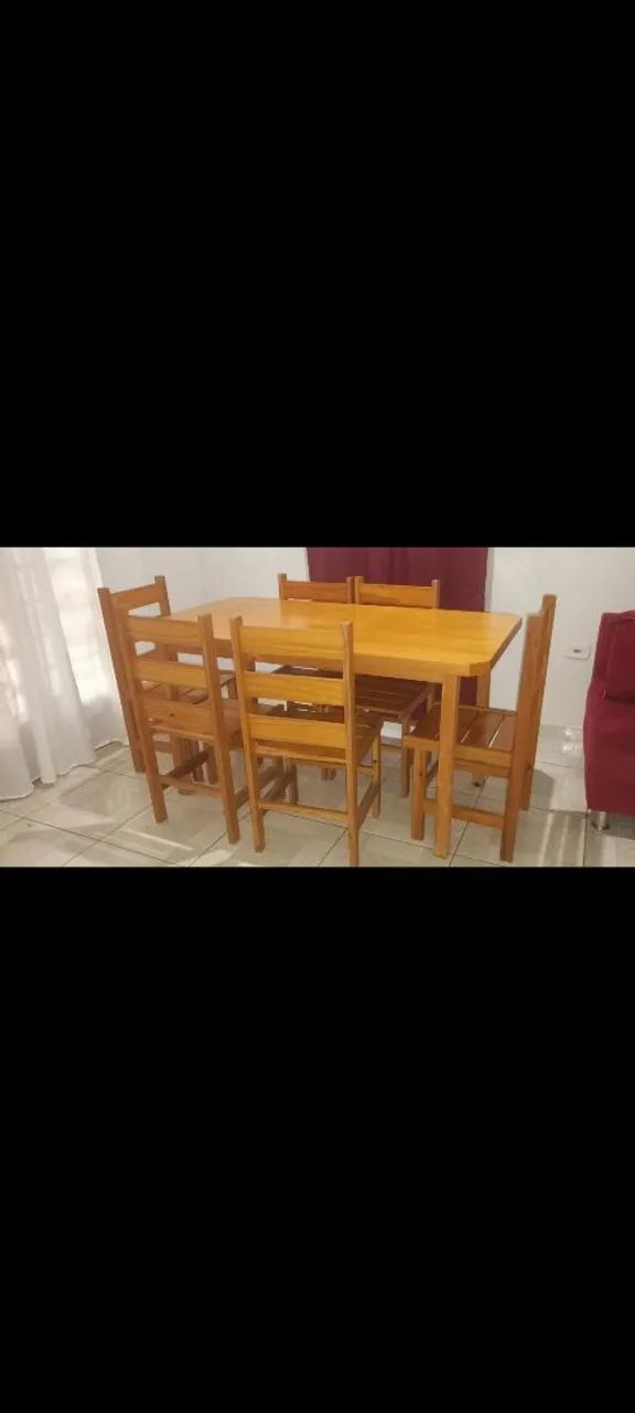 Mesa de jantar, de madeira com 6 cadeiras - Foto 2