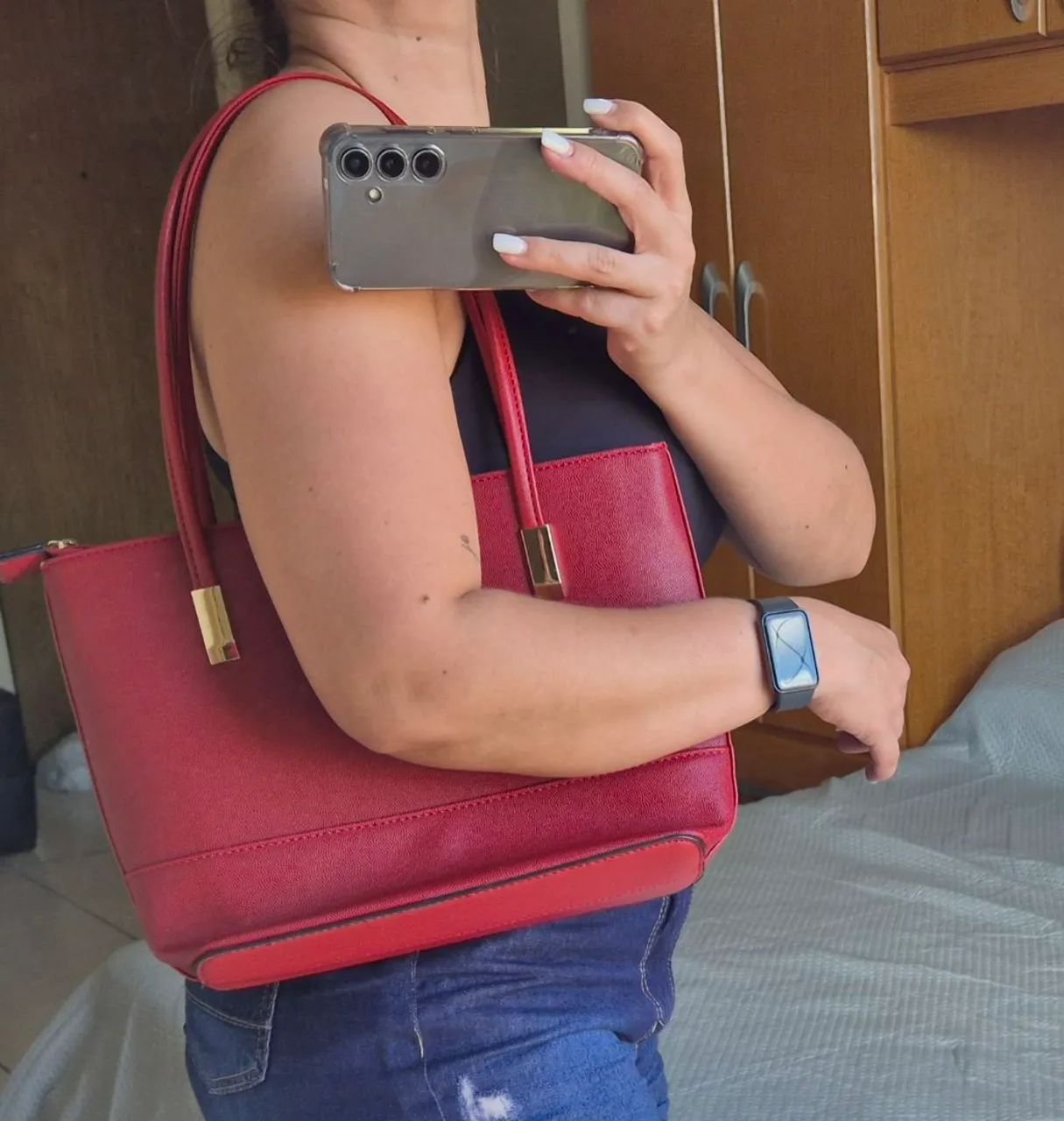 Bolsa de ombro D Paulla Vermelha - Foto 5