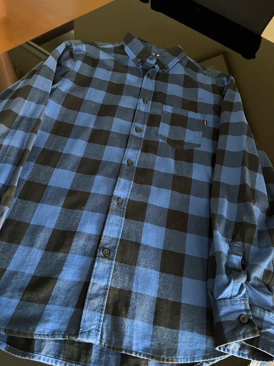 Camisa xadrez h&m azul e preto P - Foto 2