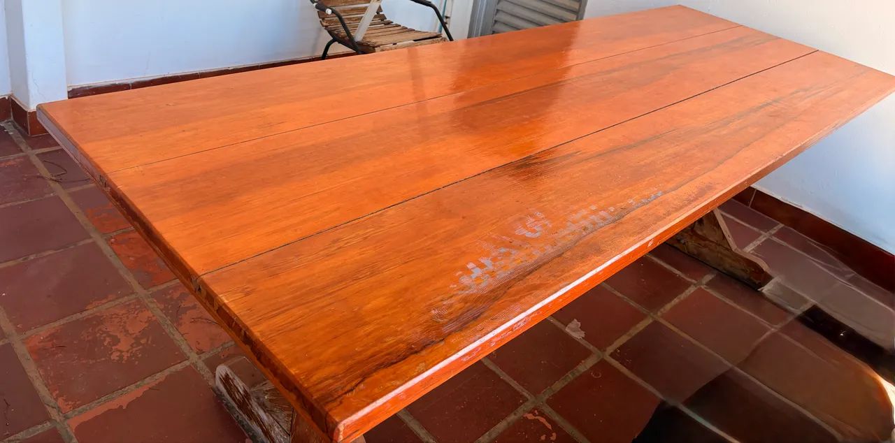 Mesa grande de madeira maciça 2,60 X 80 cm - Foto 2