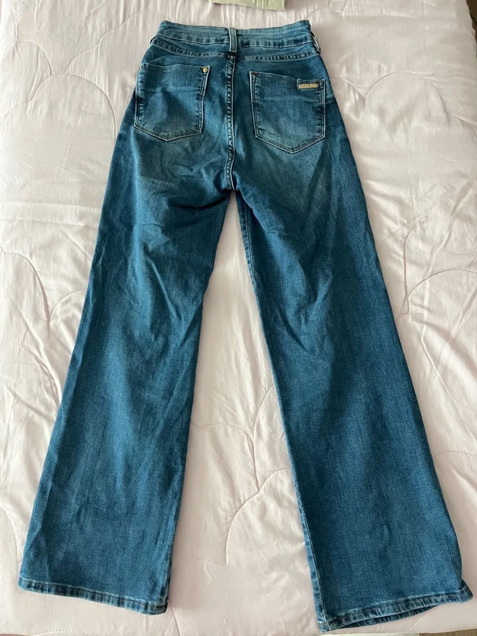  calça jeans wide leg destroyed com cintura alta - Foto 2