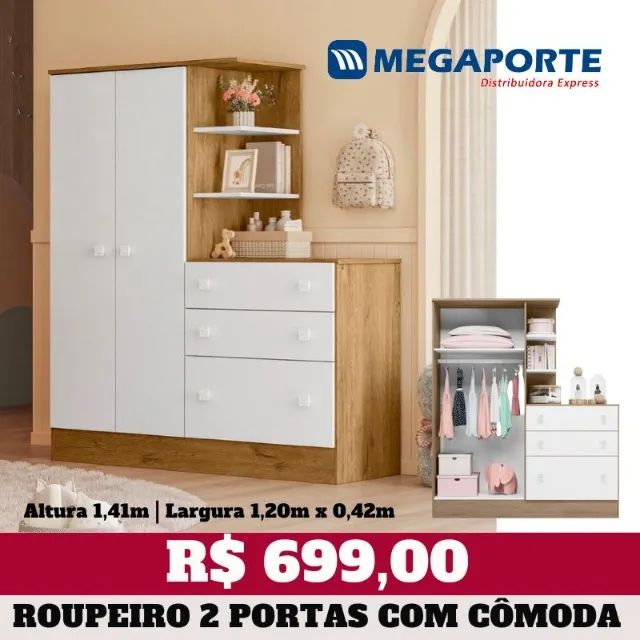 Guarda Roupa com Cômoda 3 Gavetas (Novo) Entrega Grátis!  - Foto 3