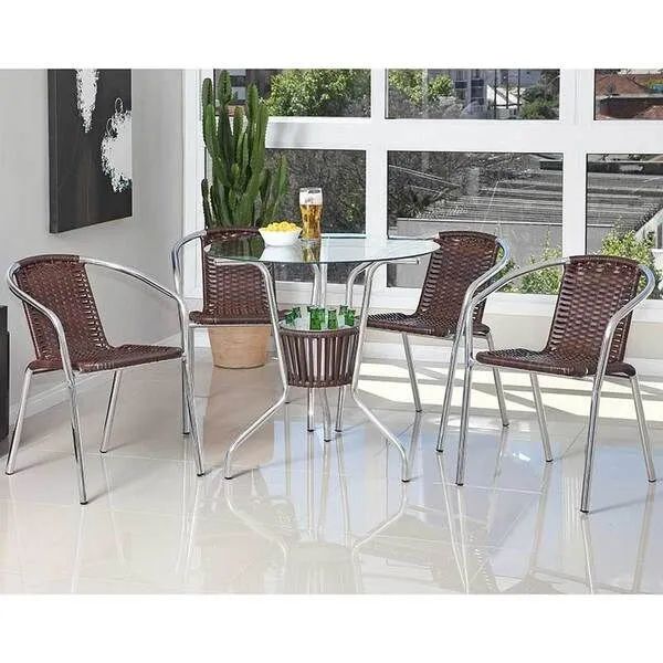 Conjunto de mesa,  02 cadeiras e balde de gelo