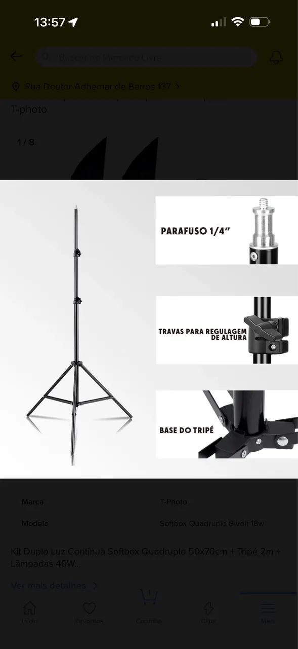 2 Softbox Duplo Quadruplo Tripés 2m + 2 Lâmpada Tricool Para Softbox 135w 5500k  - Foto 2