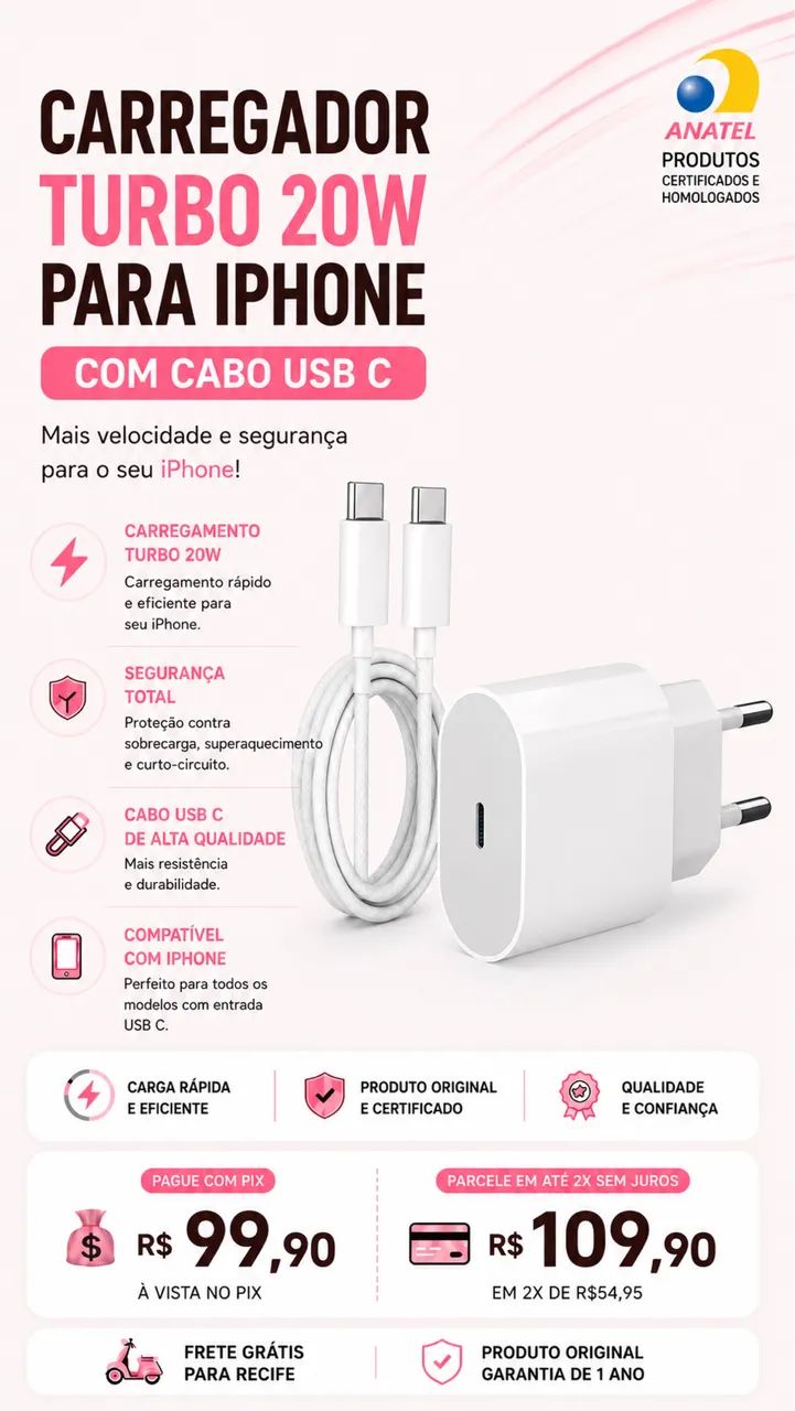 Carregador turbo iPhone 17 17 pro 17 pro max 