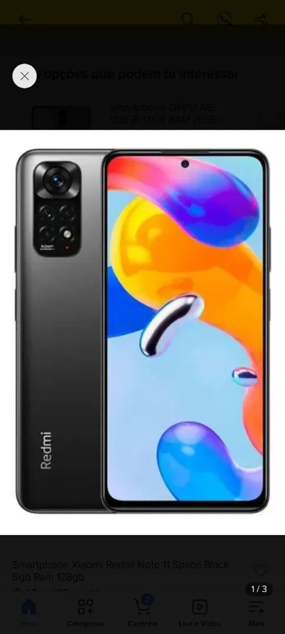 smartphone redmi note 11, 64gb. space black (índia) - Foto 3