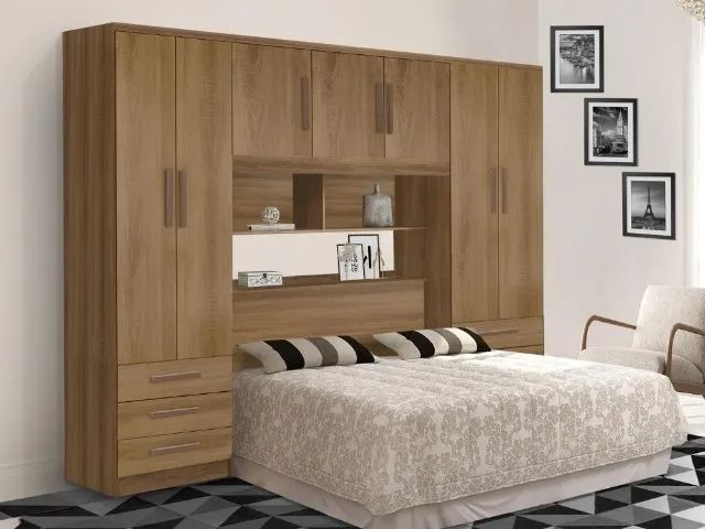 Guarda-Roupa Acoplado México 5 portas + Floripa 2 portas Casal Marrom- Até 12x