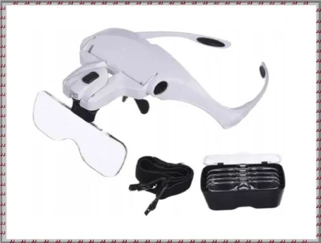 Óculos Lupa 5 Lentes Luz LED Cabeça 