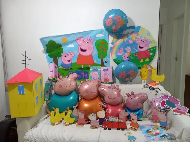 Casinha casa infantil mdf boneca Tema Peppa Pig com mini móveis