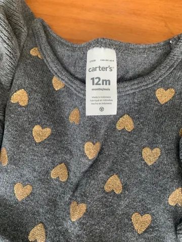 Vestido Cinza com Corações Dourados Carters - Foto 3