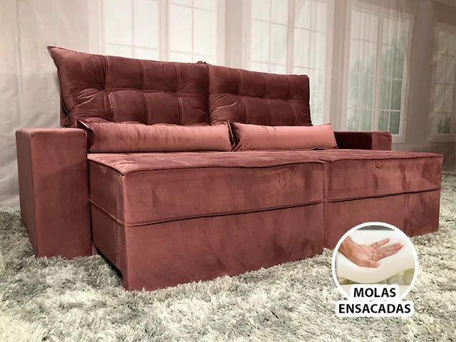 Sofá Retrátil Reclinável 2,90m D33 Molas Ensacadas Elegance a64 - Foto 5