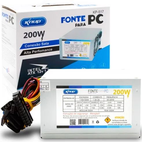 Fonte ATX 200W Sata 24 Pinos Bivolt knup 