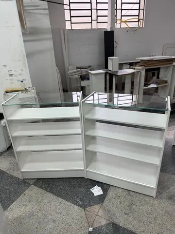 Kit Balcão vitrine c/ vidro superior MDF 